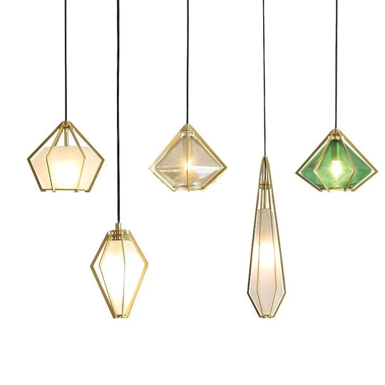 Post Modern Glass Pendant Light Hanging Nordic Living Room Walk In Closet Gold Lamp Suspension