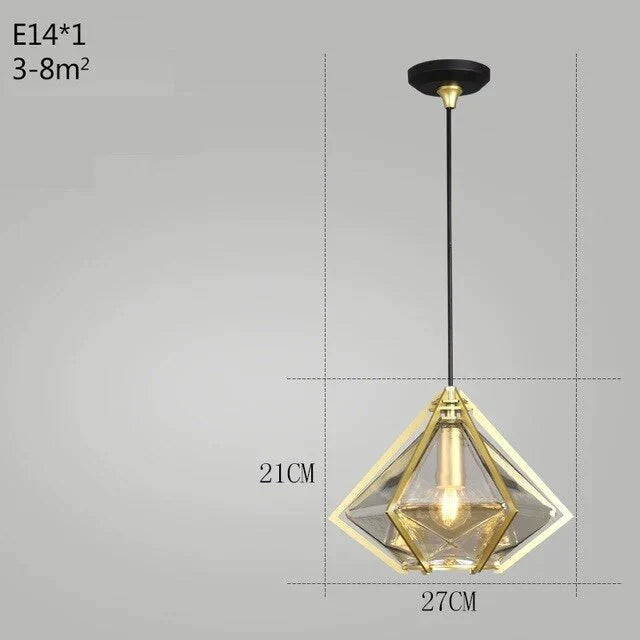 Post Modern Glass Pendant Light Hanging Nordic Living Room Walk In Closet Gold Lamp Suspension