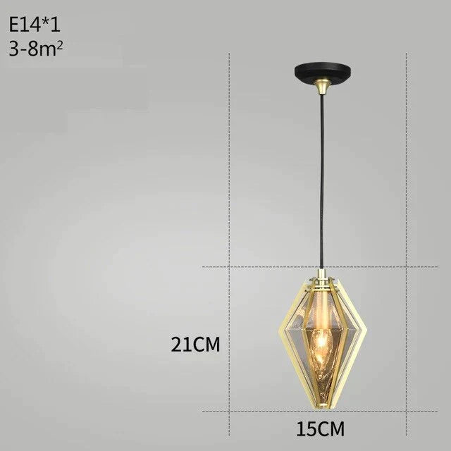 Post Modern Glass Pendant Light Hanging Nordic Living Room Walk In Closet Gold Lamp Suspension