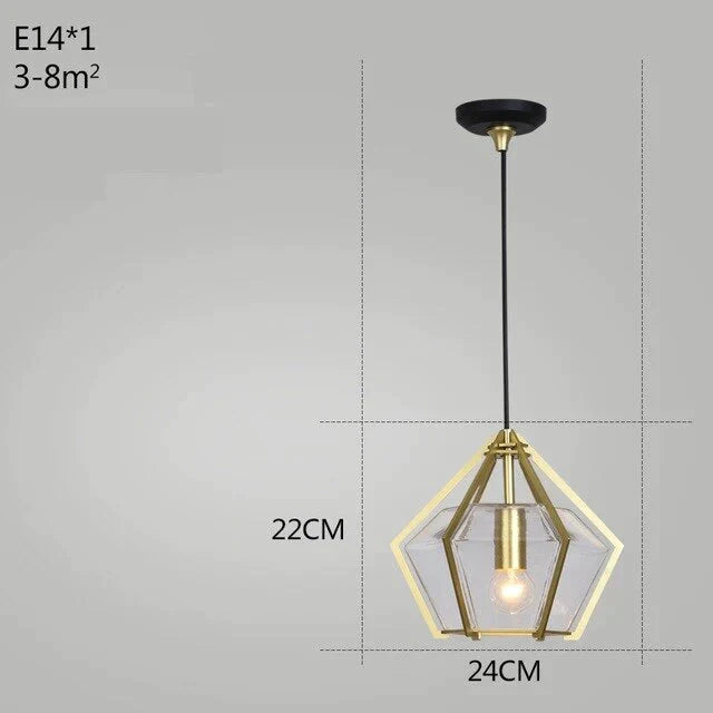 Post Modern Glass Pendant Light Hanging Nordic Living Room Walk In Closet Gold Lamp Suspension