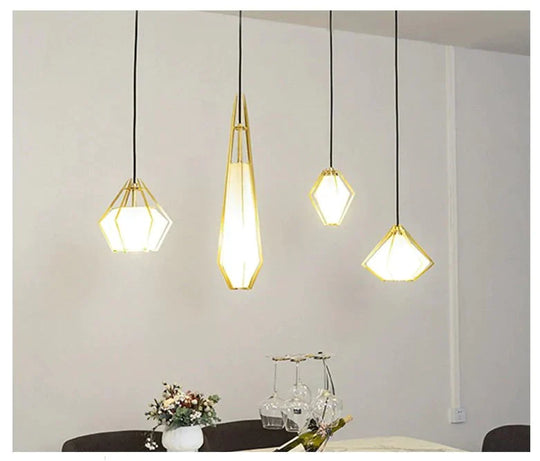 Post Modern Glass Pendant Light Hanging Nordic Living Room Walk In Closet Gold Lamp Suspension
