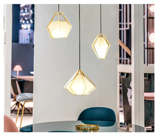 Post Modern Glass Pendant Light Hanging Nordic Living Room Walk In Closet Gold Lamp Suspension