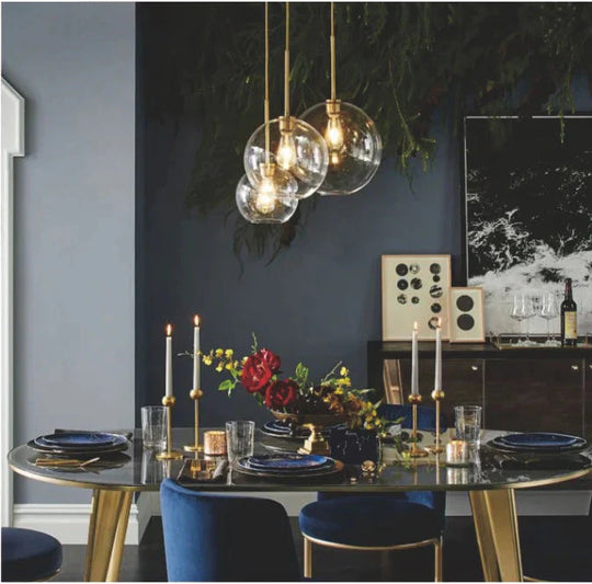 Customized 1 Set Of 8 Pieces Gold Glass Ball Hanging Lamp Pendant