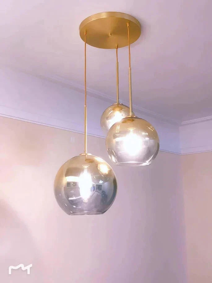 Customized 1 Set Of 8 Pieces Gold Glass Ball Hanging Lamp Pendant