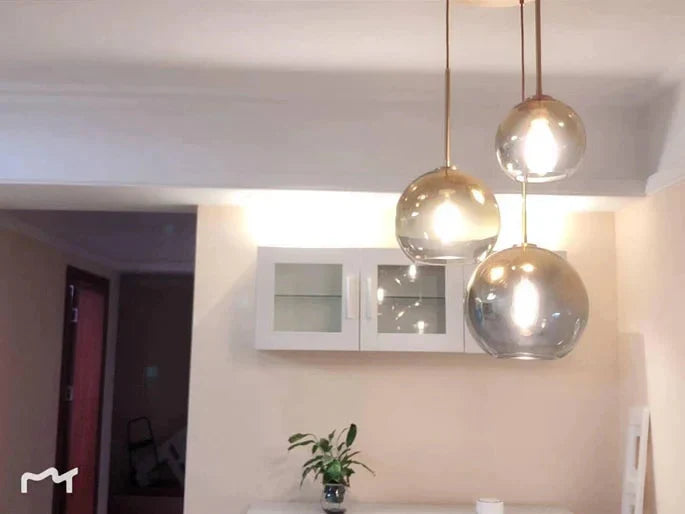 Customized 1 Set Of 8 Pieces Gold Glass Ball Hanging Lamp Pendant