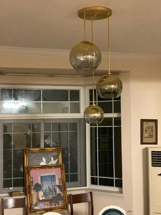 Customized 1 Set Of 8 Pieces Gold Glass Ball Hanging Lamp Pendant