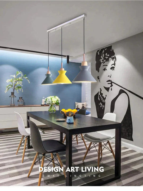 Pack Of 3 Dining Room Pendant Lamp Lights Macaroon Colorful Led Modern Hanglamp For Kitchen Island