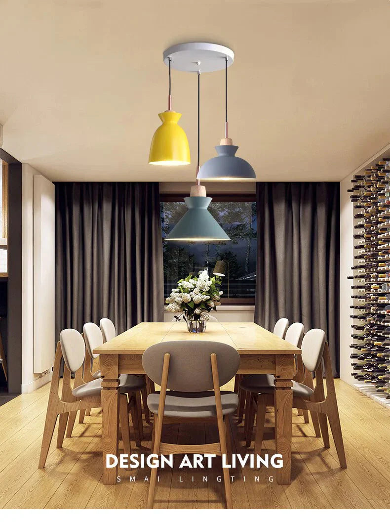 Pack Of 3 Dining Room Pendant Lamp Lights Macaroon Colorful Led Modern Hanglamp For Kitchen Island