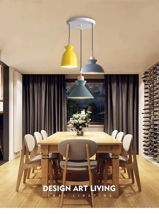 Pack Of 3 Dining Room Pendant Lamp Lights Macaroon Colorful Led Modern Hanglamp For Kitchen Island