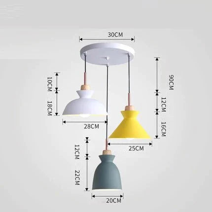 Pack Of 3 Dining Room Pendant Lamp Lights Macaroon Colorful Led Modern Hanglamp For Kitchen Island