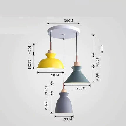 Pack Of 3 Dining Room Pendant Lamp Lights Macaroon Colorful Led Modern Hanglamp For Kitchen Island