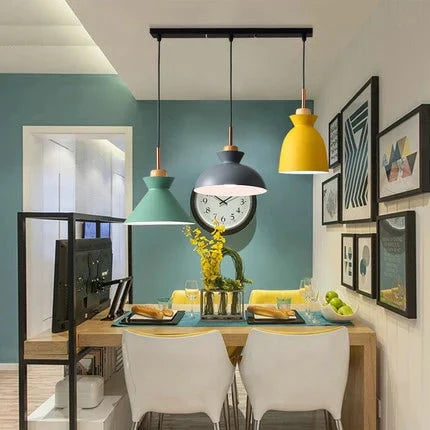 Pack Of 3 Dining Room Pendant Lamp Lights Macaroon Colorful Led Modern Hanglamp For Kitchen Island