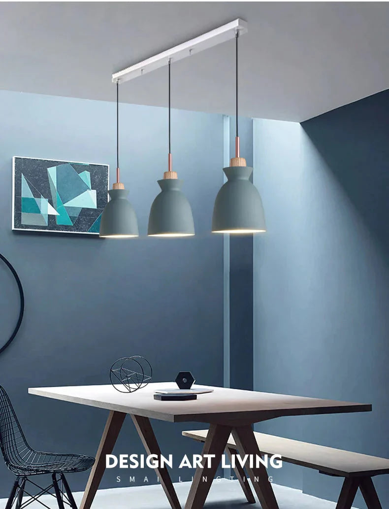 Pack Of 3 Dining Room Pendant Lamp Lights Macaroon Colorful Led Modern Hanglamp For Kitchen Island