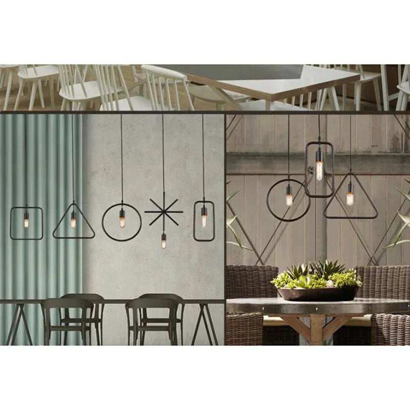 Simple Industrial Metal Structure Lamp Pendant Light For Dining Study Kitchen Island Living Room