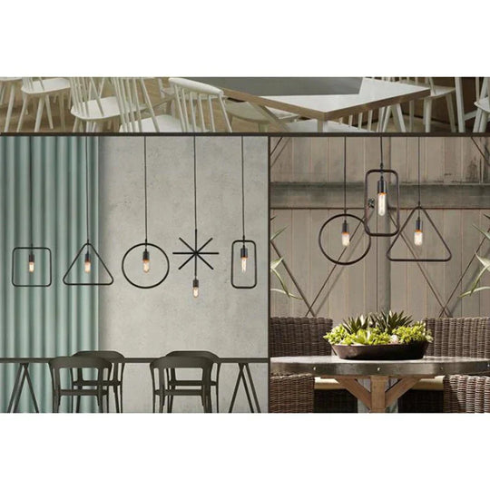 Simple Industrial Metal Structure Lamp Pendant Light For Dining Study Kitchen Island Living Room