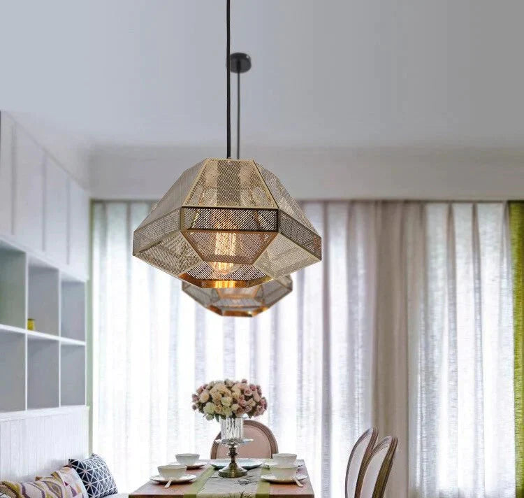Post Modern Pendant Light Stainless Steel Diamond Shape Kitchen Hanging Lamp Loft Hanglamp Living