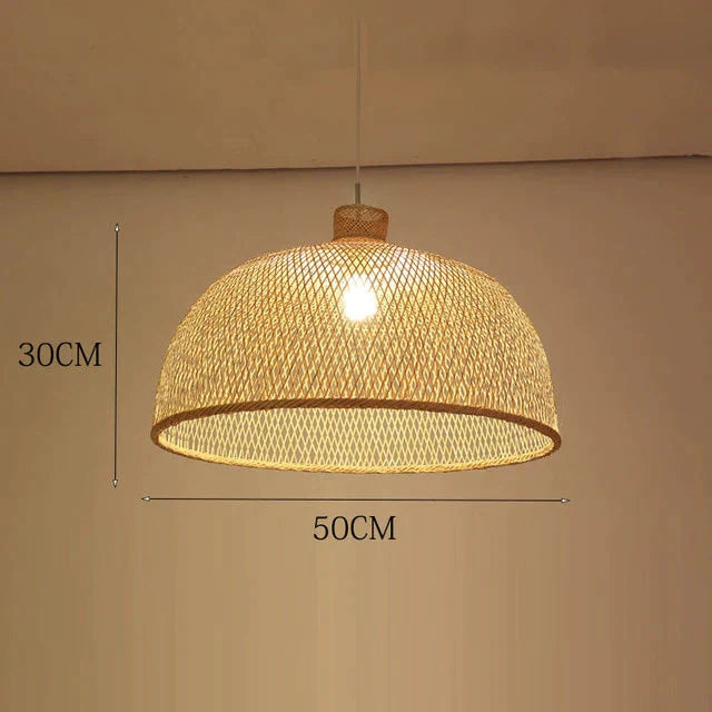 Vintage Bamboo Art Pendant Lights Wood Wicker Chinese Lamp Suspension Home Indoor Dining Room