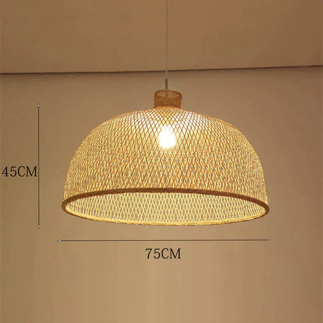 Vintage Bamboo Art Pendant Lights Wood Wicker Chinese Lamp Suspension Home Indoor Dining Room