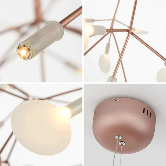 Modern Led Lamp Firefly Tree Branch Leaf Pendant Light Round Flower Suspension Lamps Art Bar