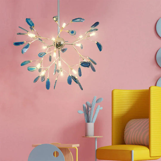 Creative Colorful Agate Firefly Chandelier G4 Luminaria Led Lustre Lighting Lamparas For Dining