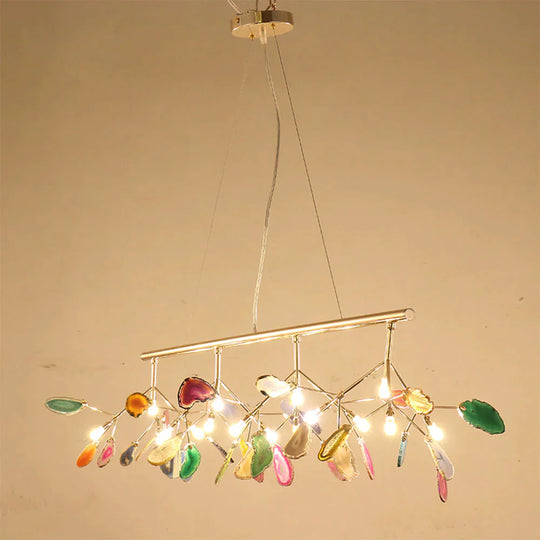 Creative Colorful Agate Firefly Chandelier G4 Luminaria Led Lustre Lighting Lamparas For Dining