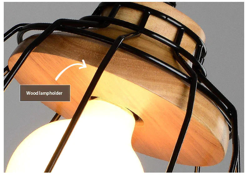 Nordic Vintage Wood Pulley Pendant Light Industrial Lighting Fixtures Retro Hanglamp For Bar Living