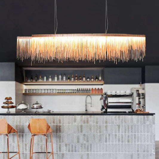 Italian Design Tassel Chain Pendant Light For Living Room Bedroom Dining Indoor Home Silver/Rose