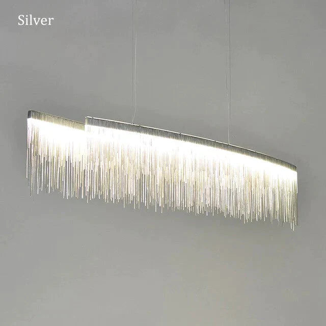 Italian Design Tassel Chain Pendant Light For Living Room Bedroom Dining Indoor Home Silver/Rose