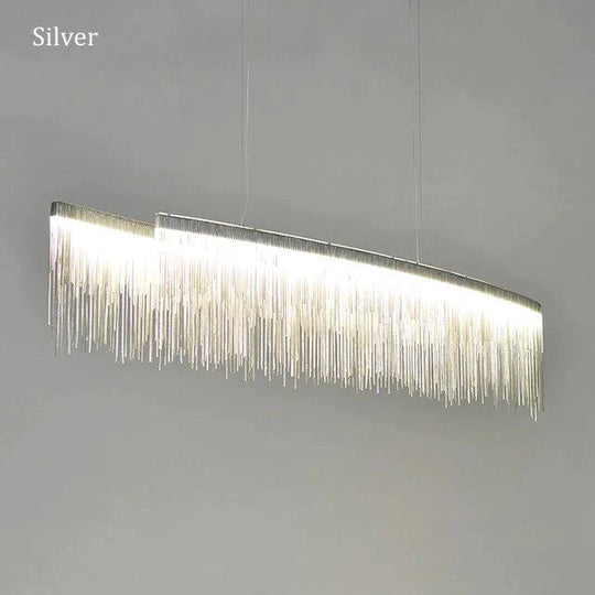 Italian Design Tassel Chain Pendant Light For Living Room Bedroom Dining Indoor Home Silver/Rose
