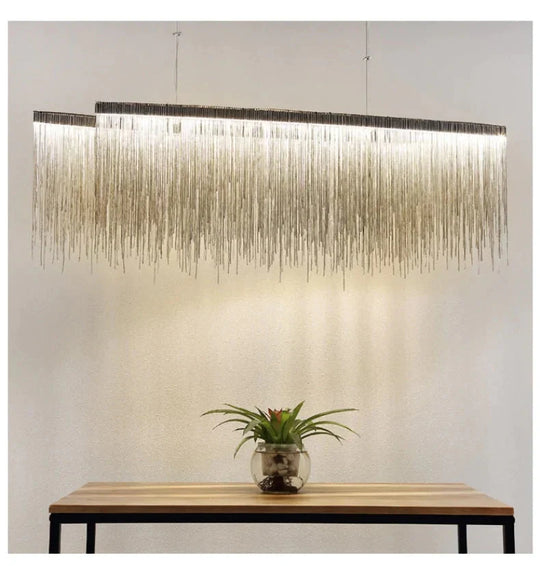 Italian Design Tassel Chain Pendant Light For Living Room Bedroom Dining Indoor Home Silver/Rose