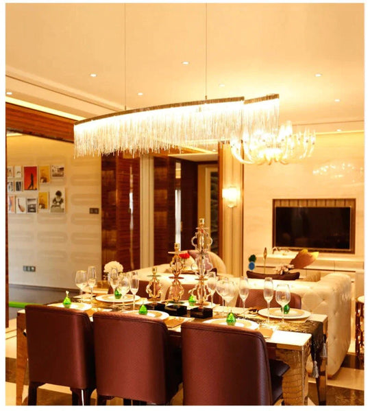 Italian Design Tassel Chain Pendant Light For Living Room Bedroom Dining Indoor Home Silver/Rose