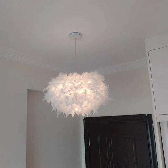 Lamp Living Room Simple Modern Bedroom Feather Pendant Creative Nordic Postmodern Partial Ball