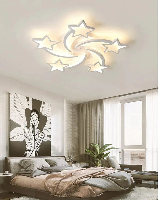 Iralan Modern Led Chandelier Art Deco Room Indoor Lamp White Star For Living Dining Bedroom Kid’s