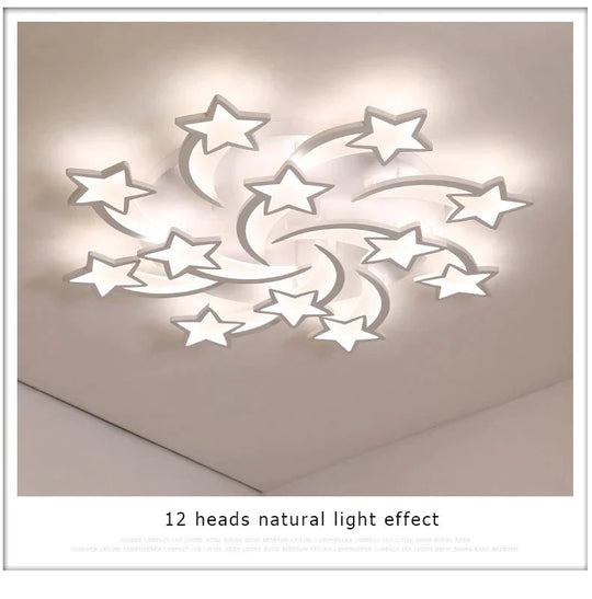 Iralan Modern Led Chandelier Art Deco Room Indoor Lamp White Star For Living Dining Bedroom Kid’s