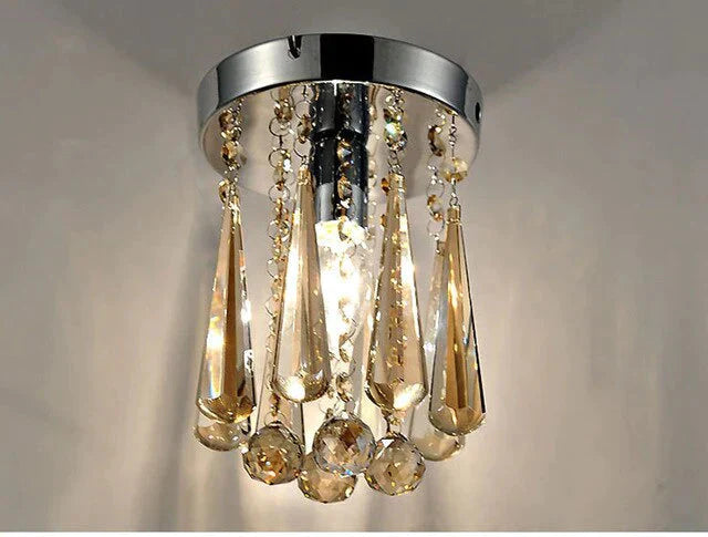 Crystal Ceiling Light Flush Mount Fixture Lamp With Beads For Bedroom Hallway Living Room Kitchen