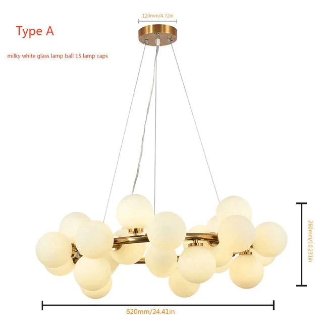 Nordic Ball Molecular Chandelier Gold Led Flash Ceiling Modern Luxury Lotus Living Room / Dining