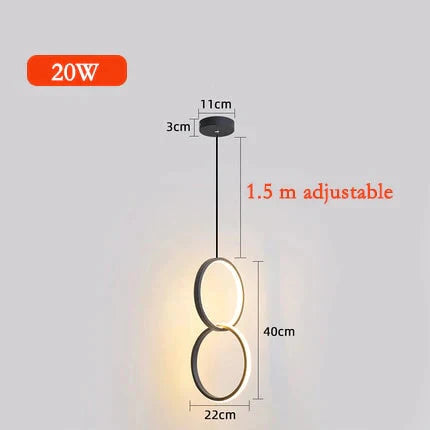 Ring Pendant Light Minimalist /Creative /Personality Bedroom Bedside Led Lights Long Line Hanging