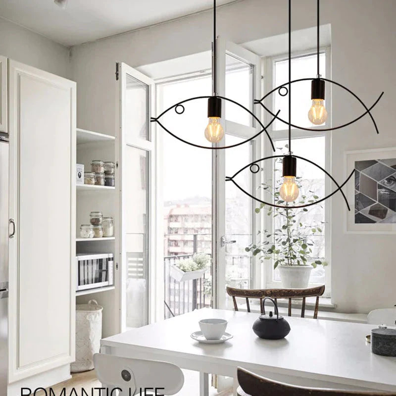 Nordic Minimalist Retro Clothing Store Creative Personality Small Fish Chandelier Bar Restaurant
