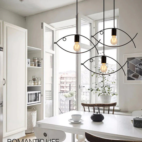Nordic Minimalist Retro Clothing Store Creative Personality Small Fish Chandelier Bar Restaurant