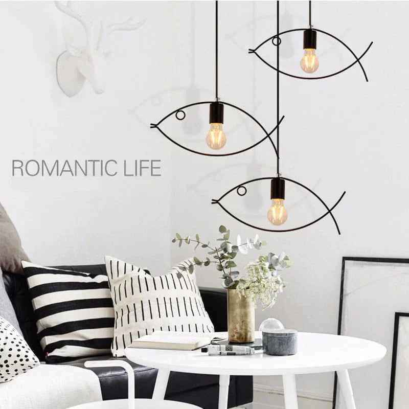 Nordic Minimalist Retro Clothing Store Creative Personality Small Fish Chandelier Bar Restaurant