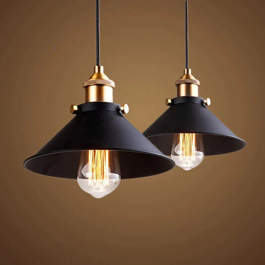 Black Vintage Industrial Pendant Light Nordic Retro Lights Iron Lampshade Loft Edison Lamp Metal
