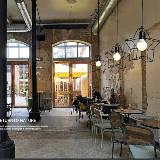 Retro Pendant Lamp Five - Pointed Star Iron Art Creative Three - Head Lighting Cafe Bar Aisle