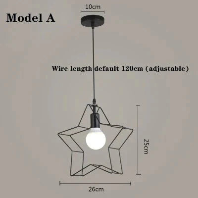 Retro Pendant Lamp Five - Pointed Star Iron Art Creative Three - Head Lighting Cafe Bar Aisle