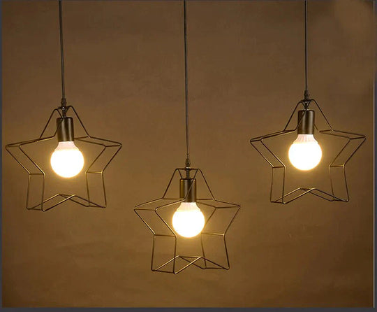Retro Pendant Lamp Five - Pointed Star Iron Art Creative Three - Head Lighting Cafe Bar Aisle