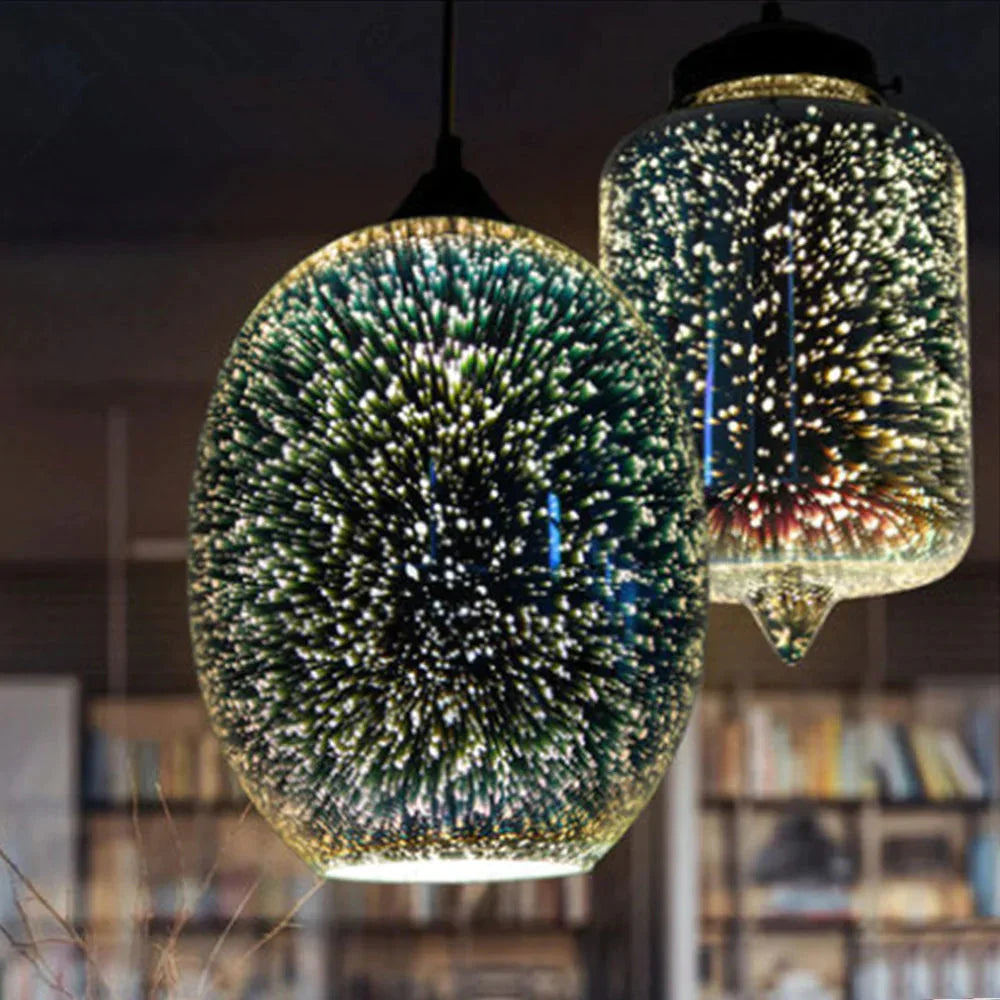 3D Fireworks Glass Pendant Lights Sparkling Led Hanging Ball Firework Lampshade Lamp For Loft