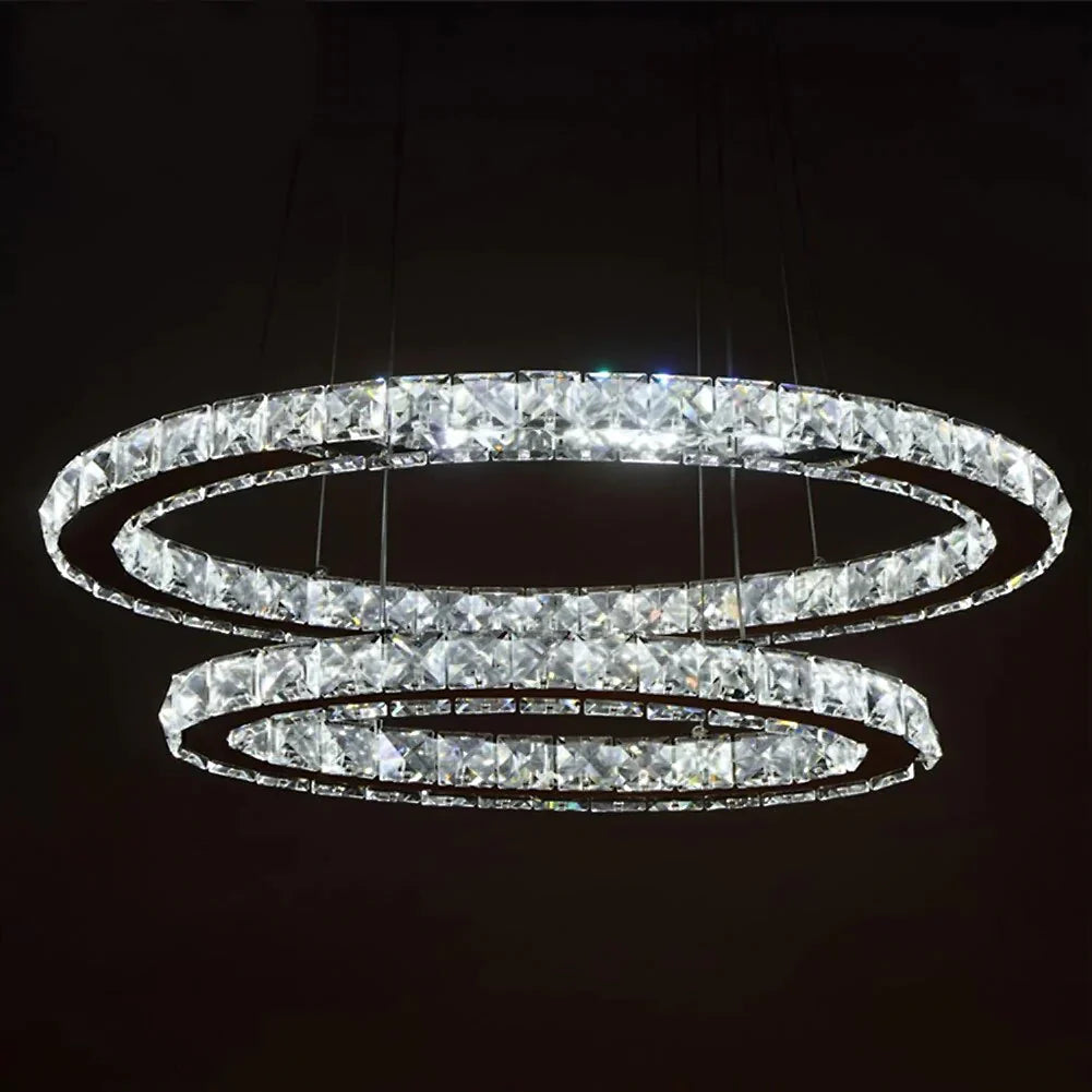 Crystal Modern Led Ceiling Light Warm White Bedroom Living Room Lights Circle Rings Cristals Avize