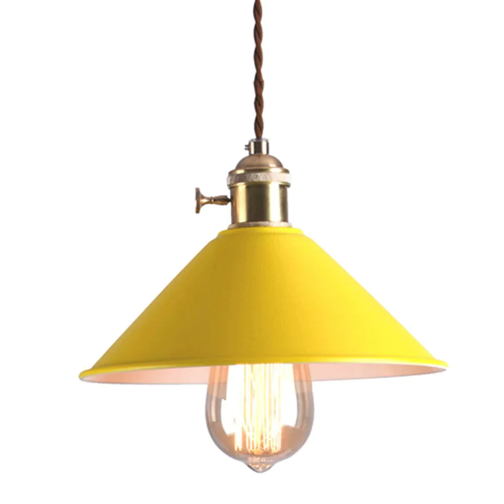 Vintage Industrial Pendant Light Colorful Nordic Retro Lights Iron Lampshade Loft Hanging Lamp