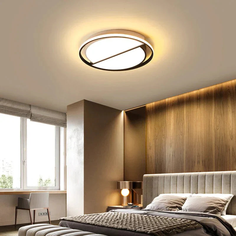 Modern Round Iron Living Room Chandelier Fixtures Led Lustre Bedroom Restaurant Dimmable