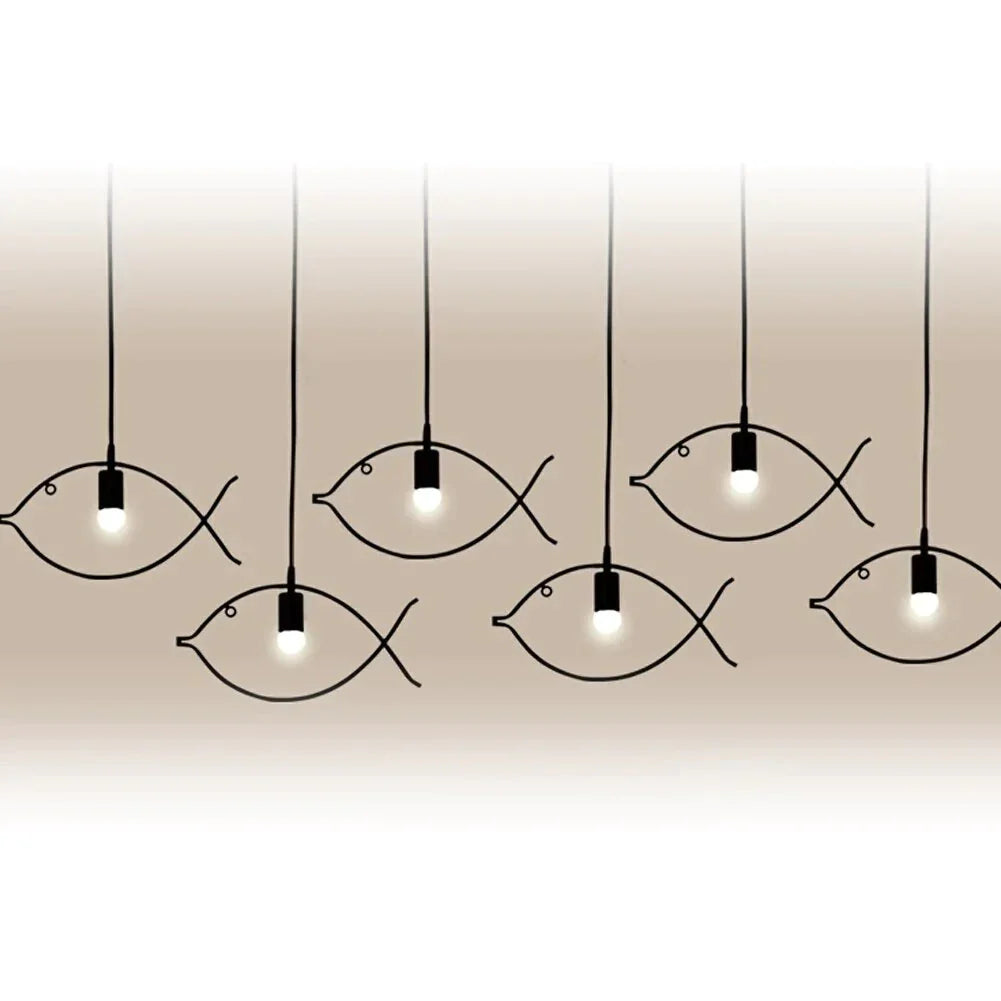 Nordic Simple Iron Chandeliers Creative Restaurant Bar Small Fish Pendant Lamps Decorative E26/E27