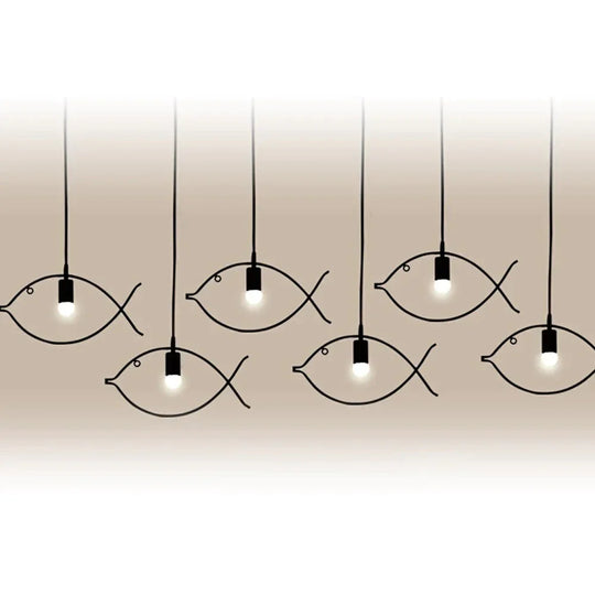 Nordic Simple Iron Chandeliers Creative Restaurant Bar Small Fish Pendant Lamps Decorative E26/E27